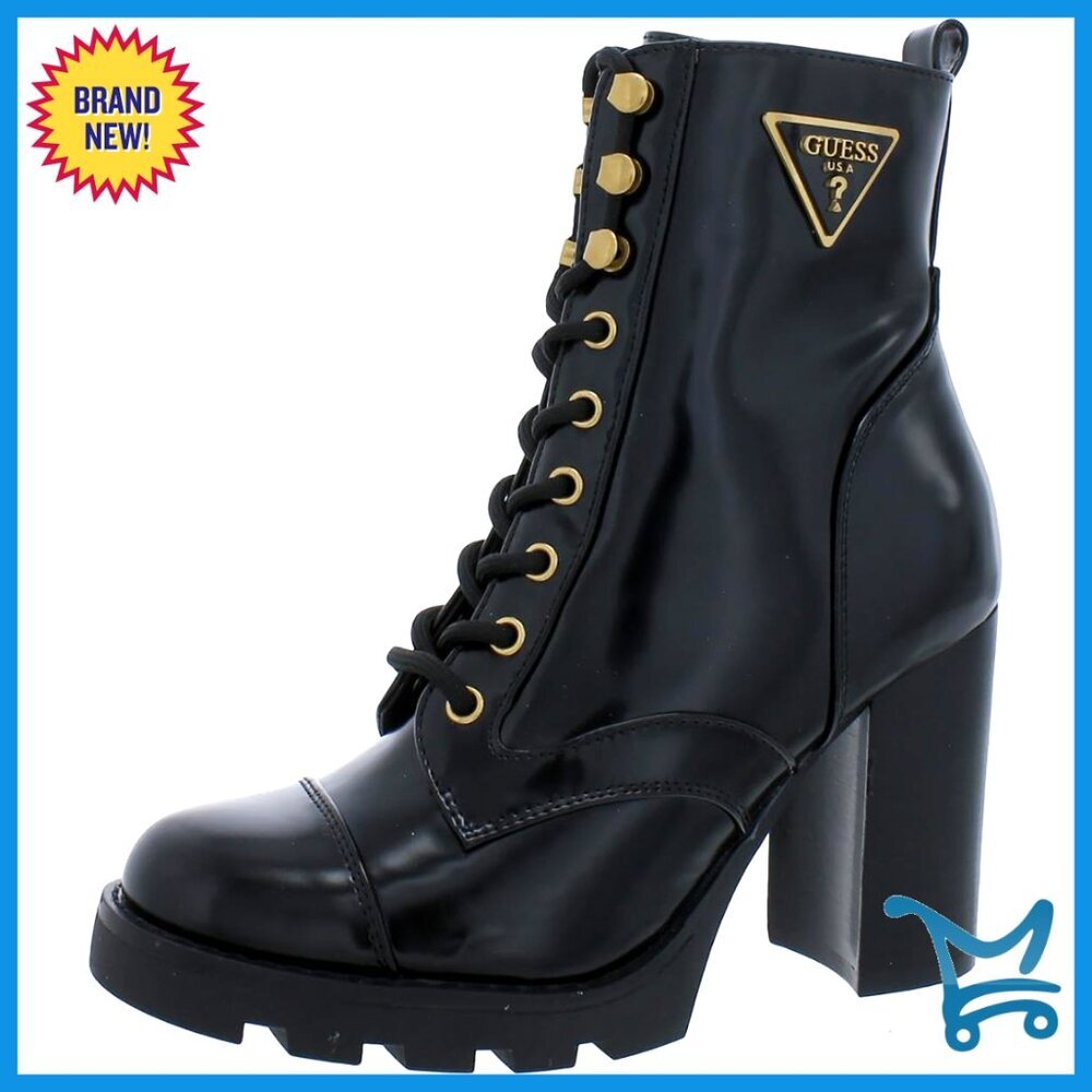 Women's Combat Booties with 3.31 Inch Block Heel and Lug Sole - Picture 1 of 3